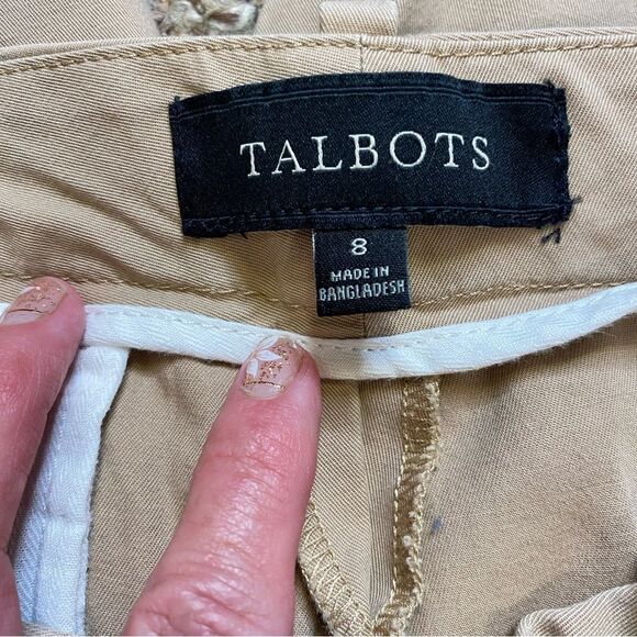 Talbots Signature Beige Capris Womens Size 8 Fitted Cropped Cotton Blend - Picture 4 of 6